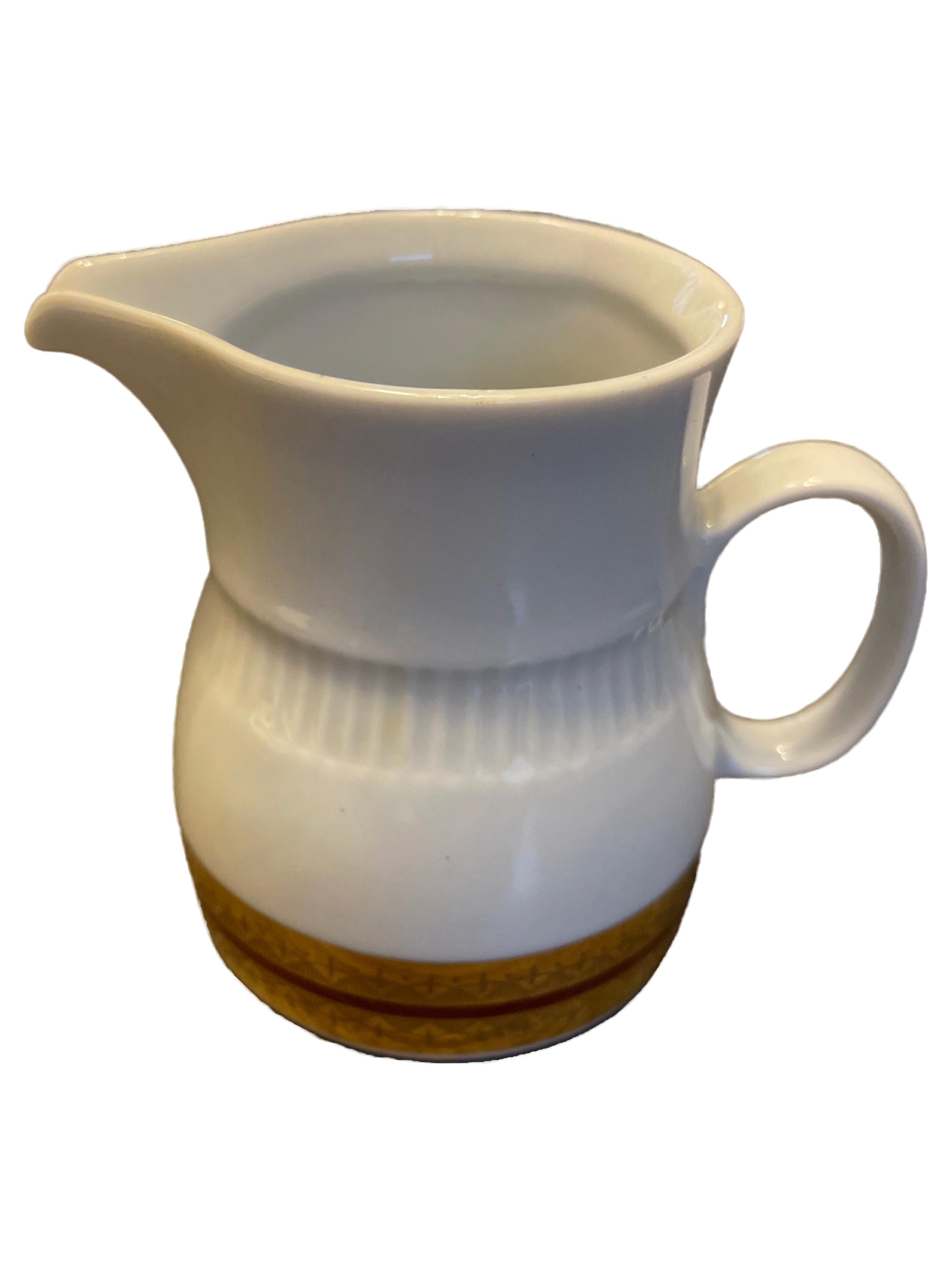  Milchkännchen Sauciere Porzellan Weiß Braun Blumenmuster Klassisch