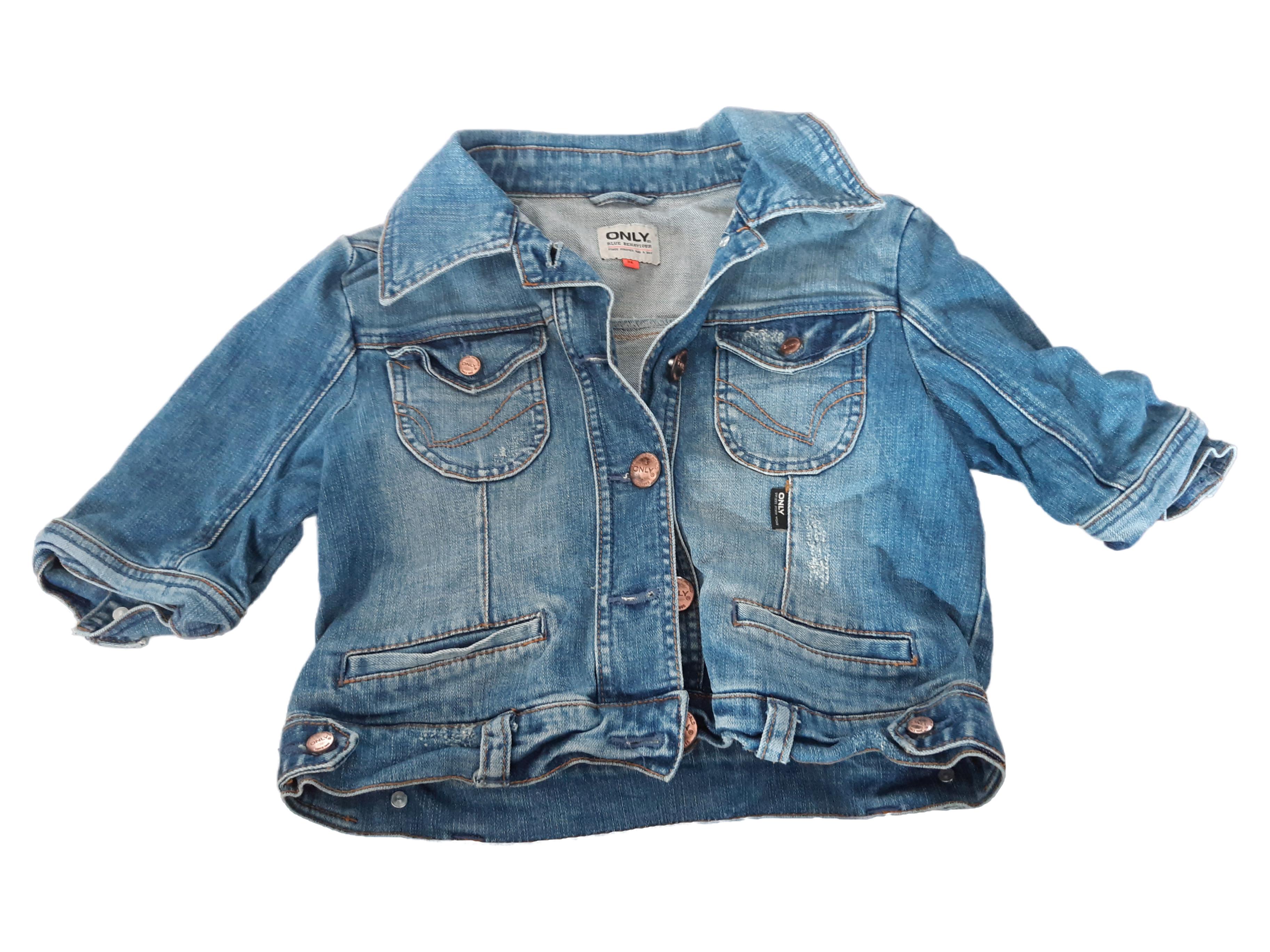  Jeansjacke Damen Kurzarm Gr. 36 Blau Casual Baumwolle
